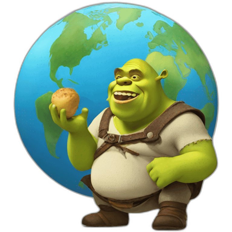 Shrek eating the world emoji