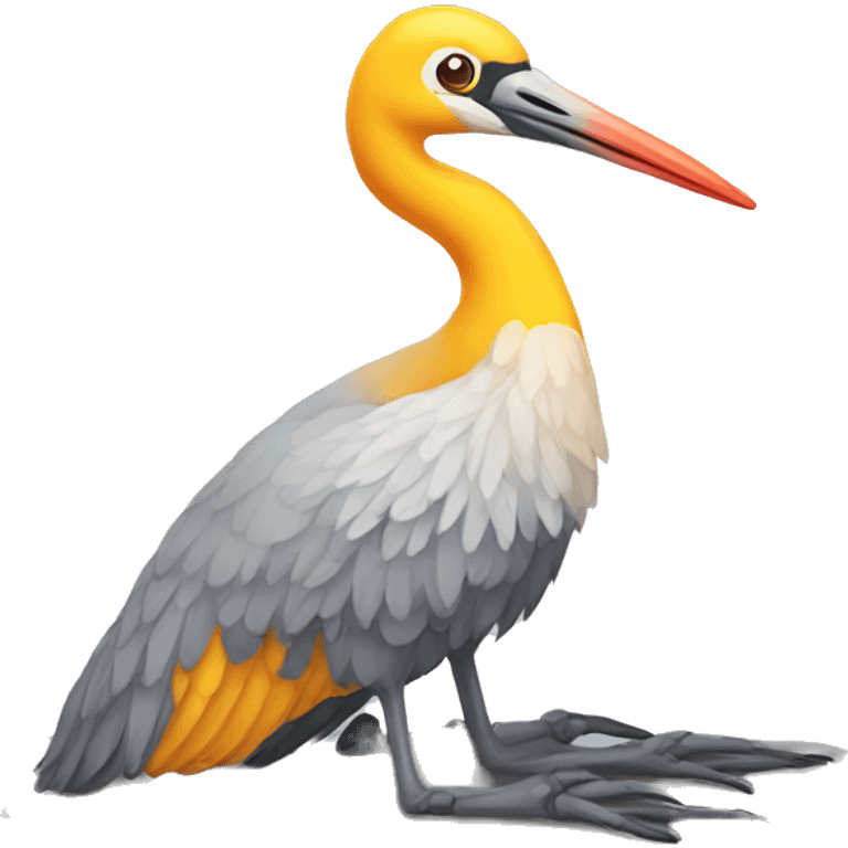 crane bird lying on floor emoji