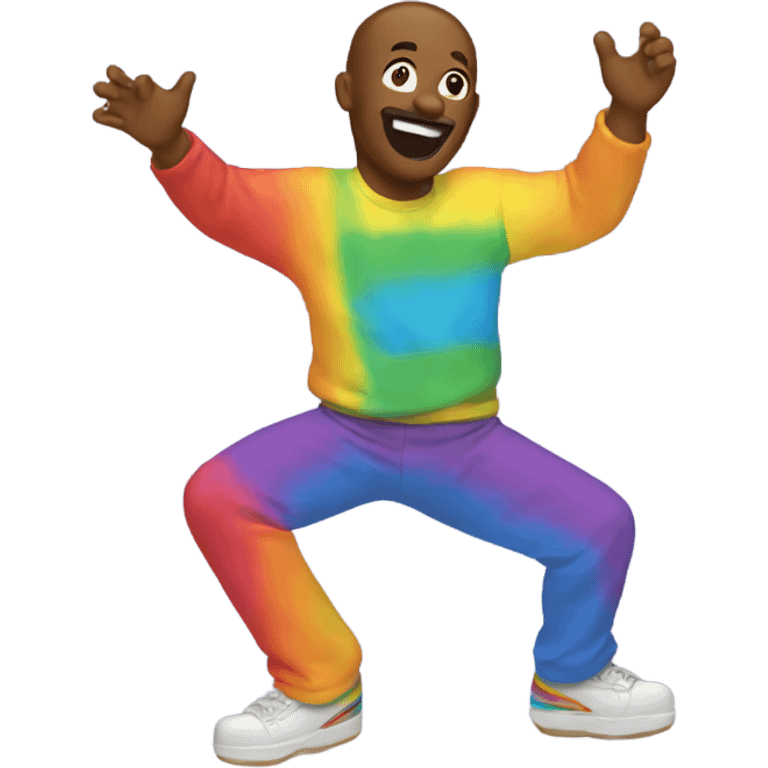 Man with rainbow shirt  dancing on a fire emoji