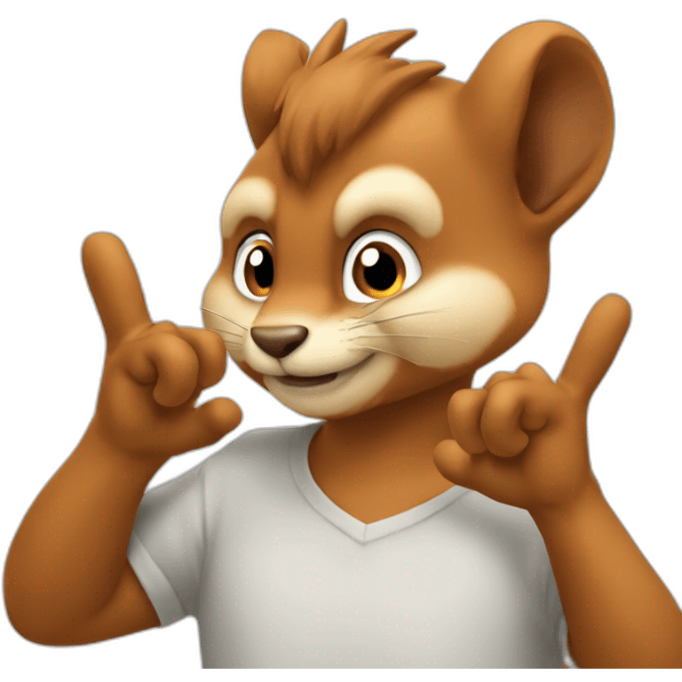 the squirrel twists his index finger at his temple emoji