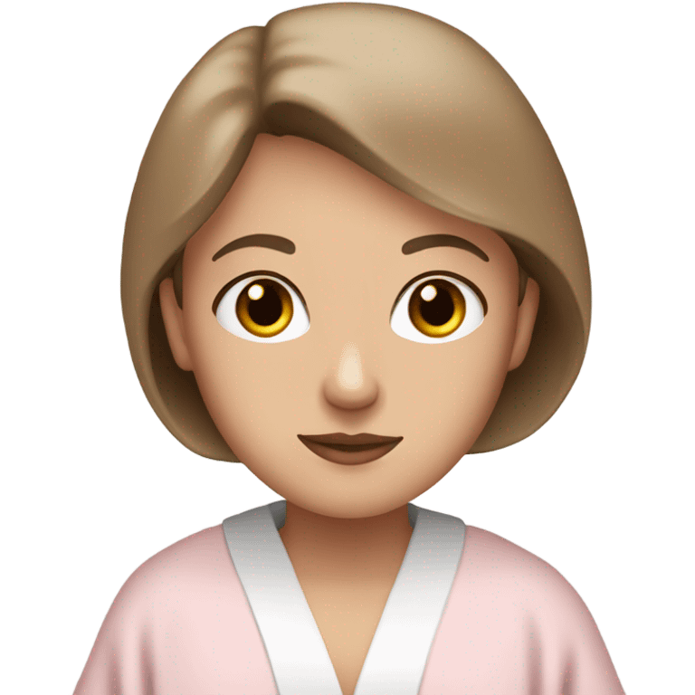 white girl brown eyes in light pink robe emoji