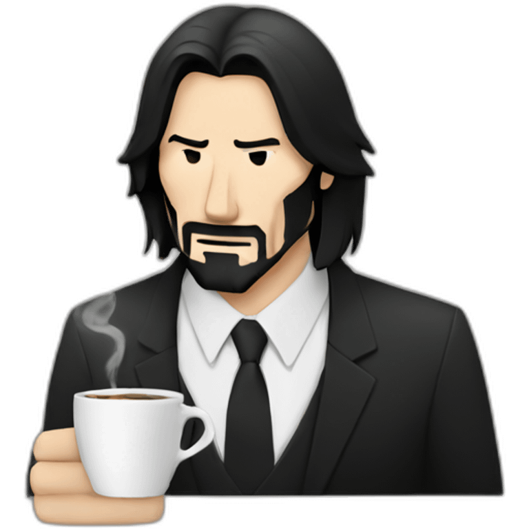 John wick with a coffee and smoke cigarette emoji