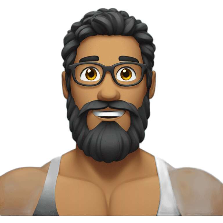 Swimmer googles muscles black hair and beard emoji