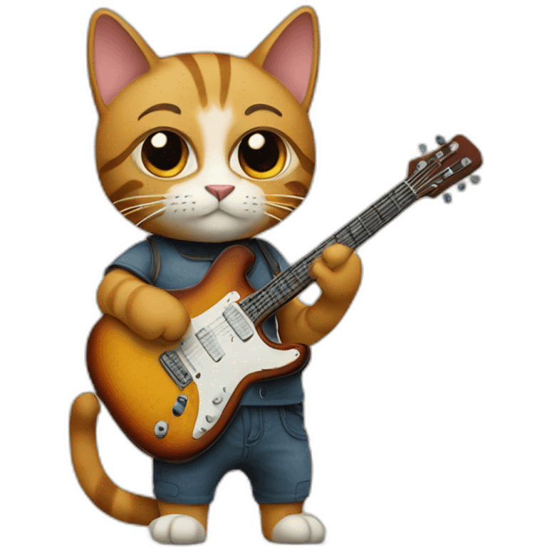 serious cat playing guitar emoji