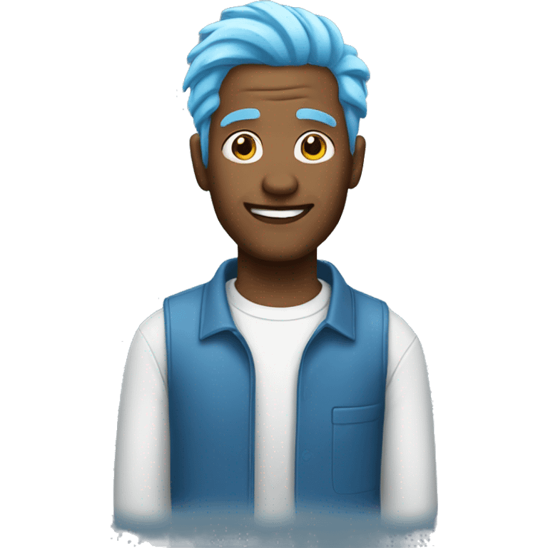 man with skyblue hair emoji