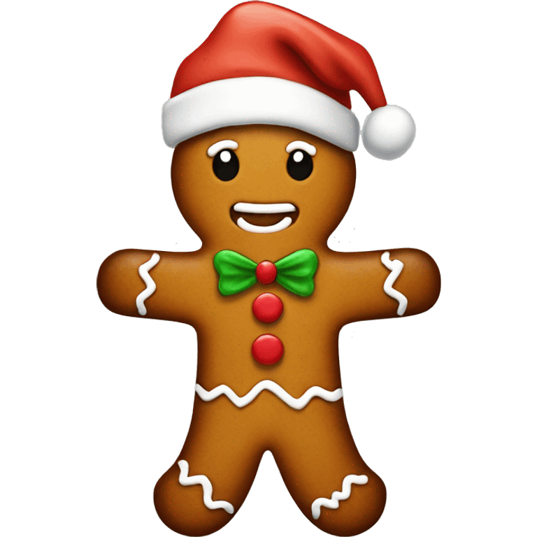 gingerbread man with a christmas hat emoji