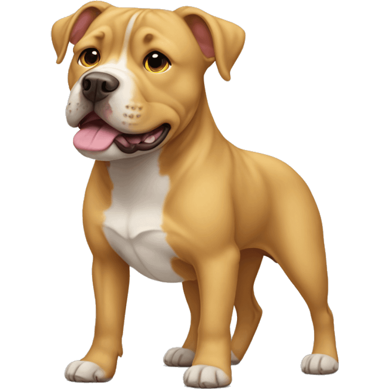 Pitbull crossed with golden retriever, full body hair.  emoji