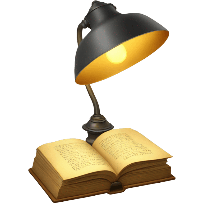 vintage lamp with open book emoji