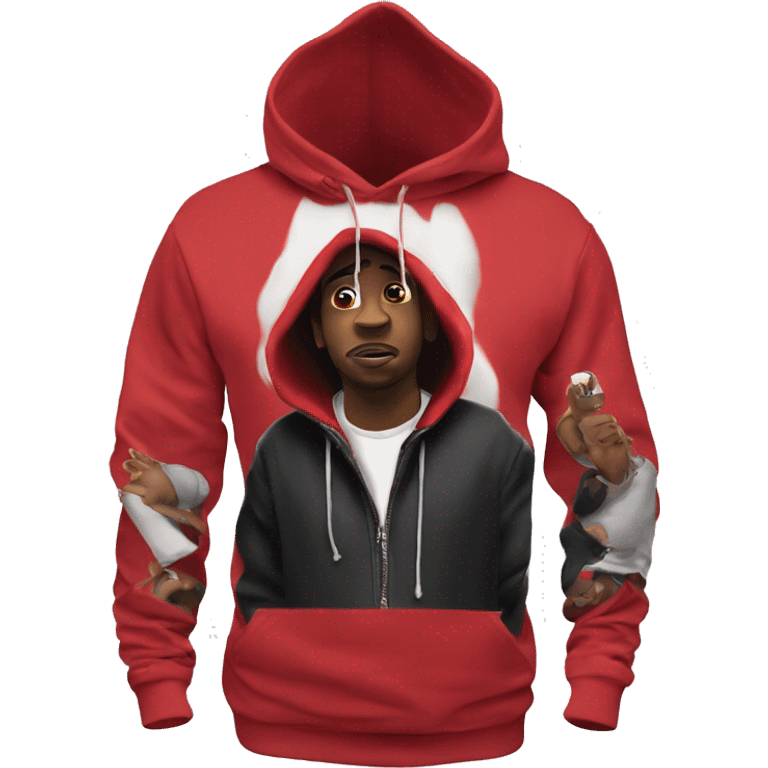 Man rapping concert hoodie red emoji