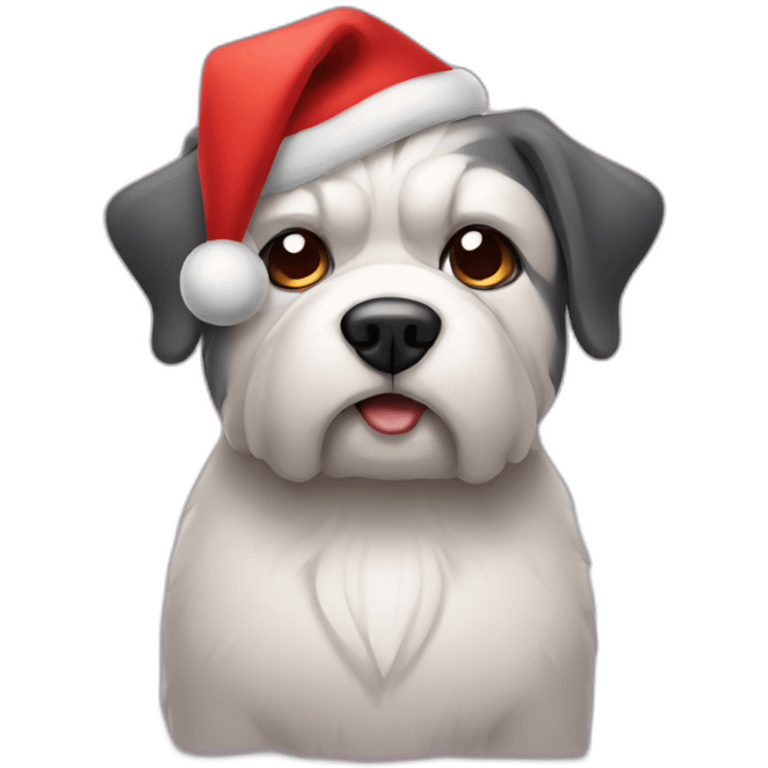 grumpy dog with christmas hat emoji