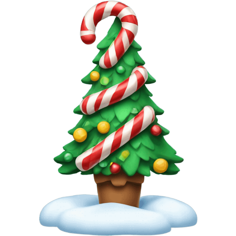 Christmas tree holding candy cane say merry Christmas  emoji