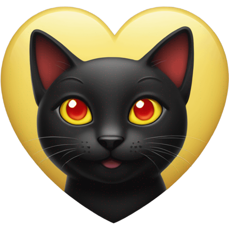 black cat with yellow eyes holds a heart in its paws emoji