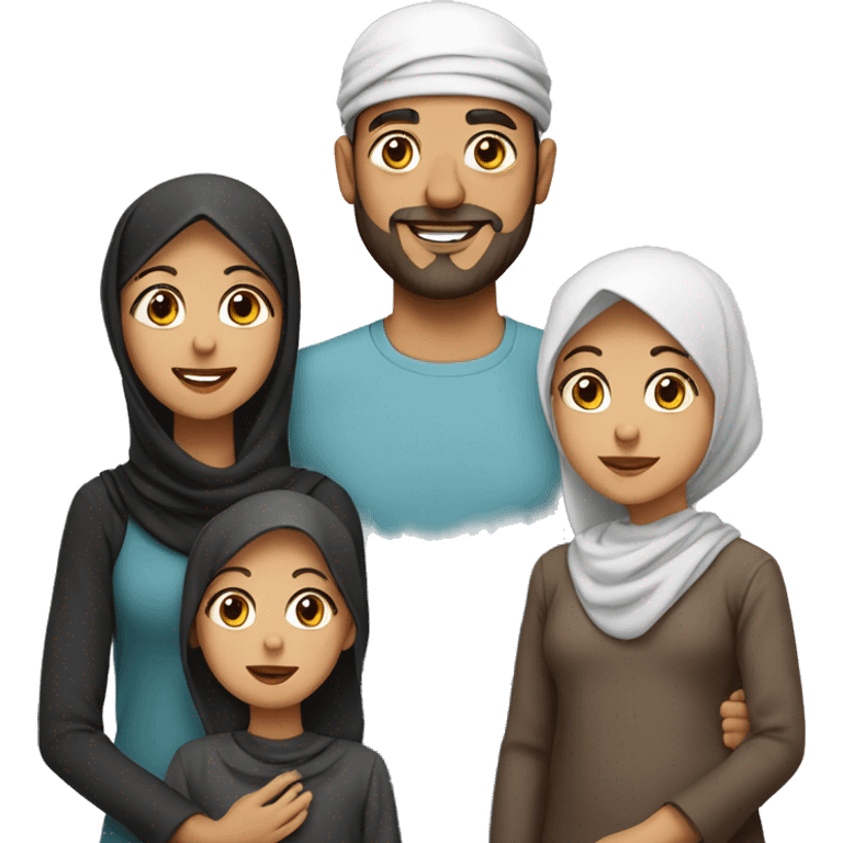 Muslim familys with 1 son 2 daughters  emoji