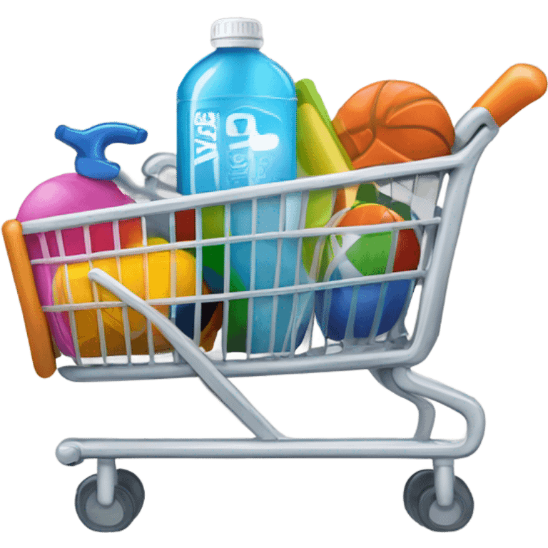 shopping cart with gym items emoji