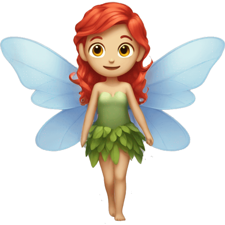 A fairy with wings and red hair emoji