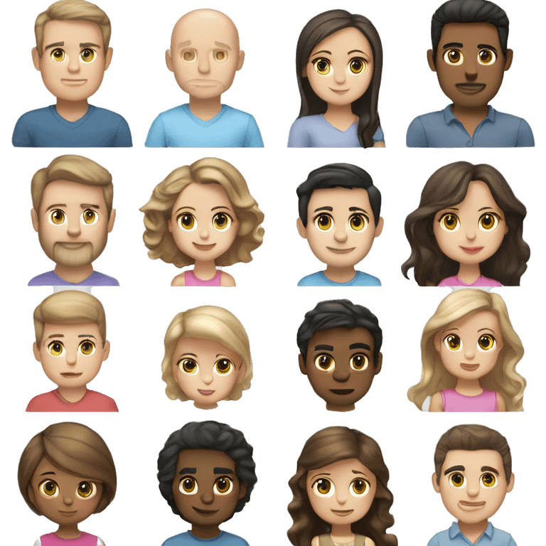 Dark hair light skin pale blue eye man, dark hair pale light skin brown eye woman, light brown hair white skin little girl FAMILY emoji