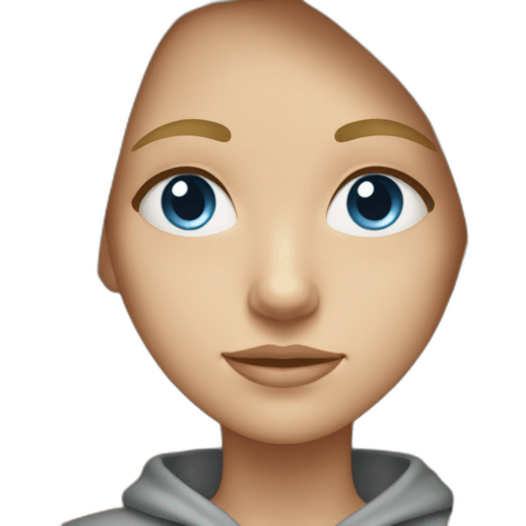 Blonde girl with straight hair and blue eye in grey hoodie  emoji