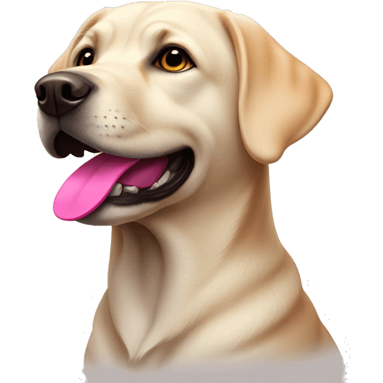 Labrador dog with bright pink collar emoji