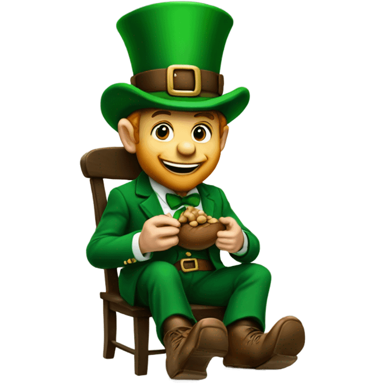 Leprechaun eating an acorn emoji