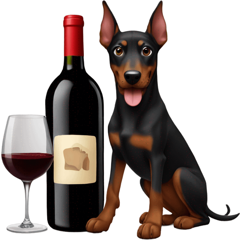 Red wine and doberman emoji