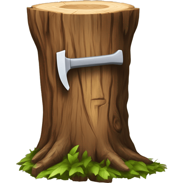 Tree stump with an axe cleaved in  it  emoji