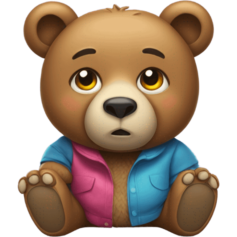 Sad bear wearing shoes emoji