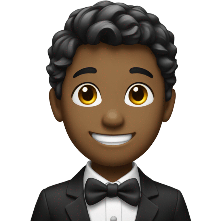 smiling boy in formal attire waving emoji