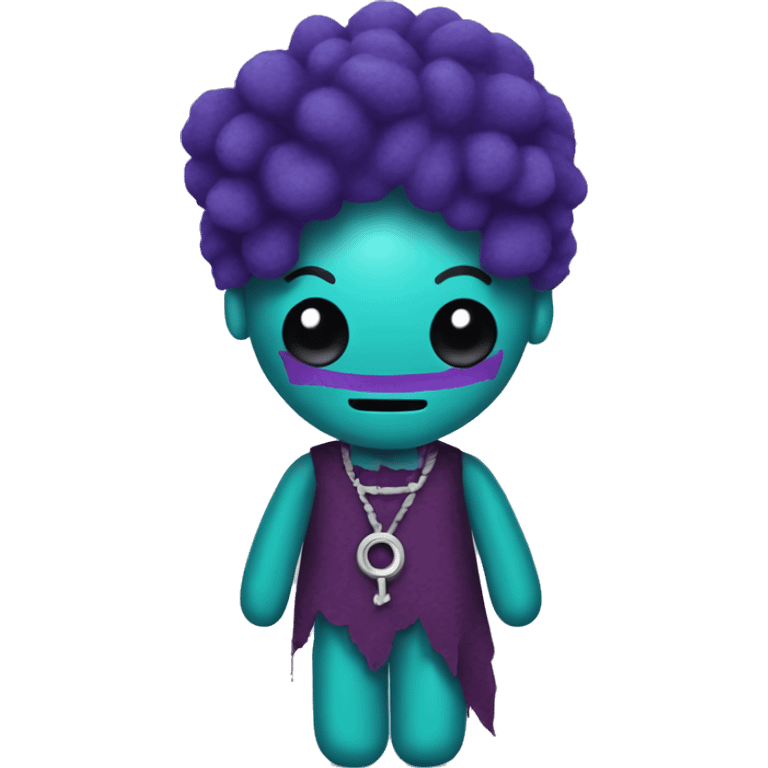 Teal and purple voodoo doll emoji