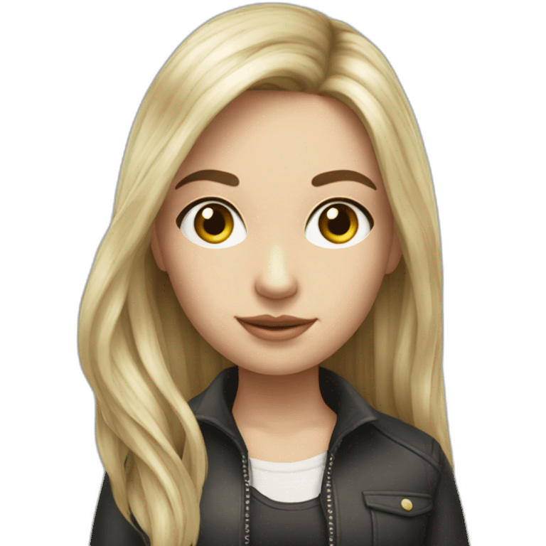 hyperrealist caucasian girl black long hair holding money emoji