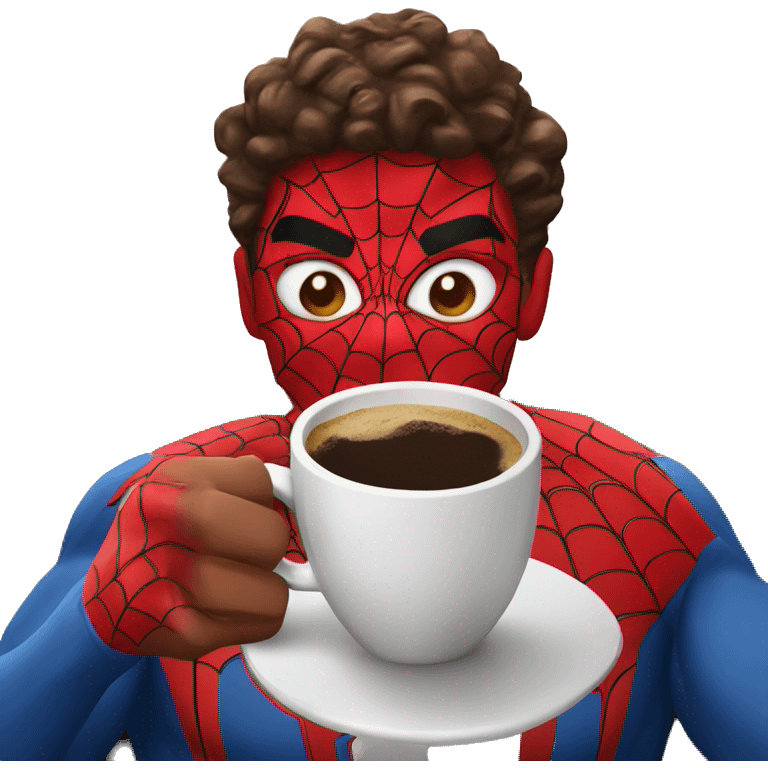 Spiderman with coffee emoji