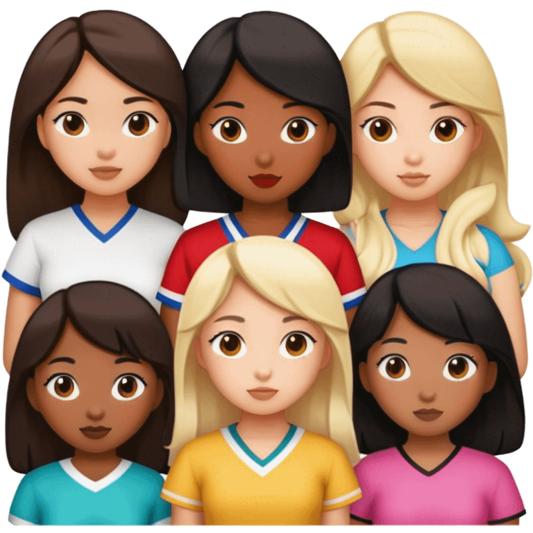 One black girl, three Korean girls, and one Mexican girl emoji