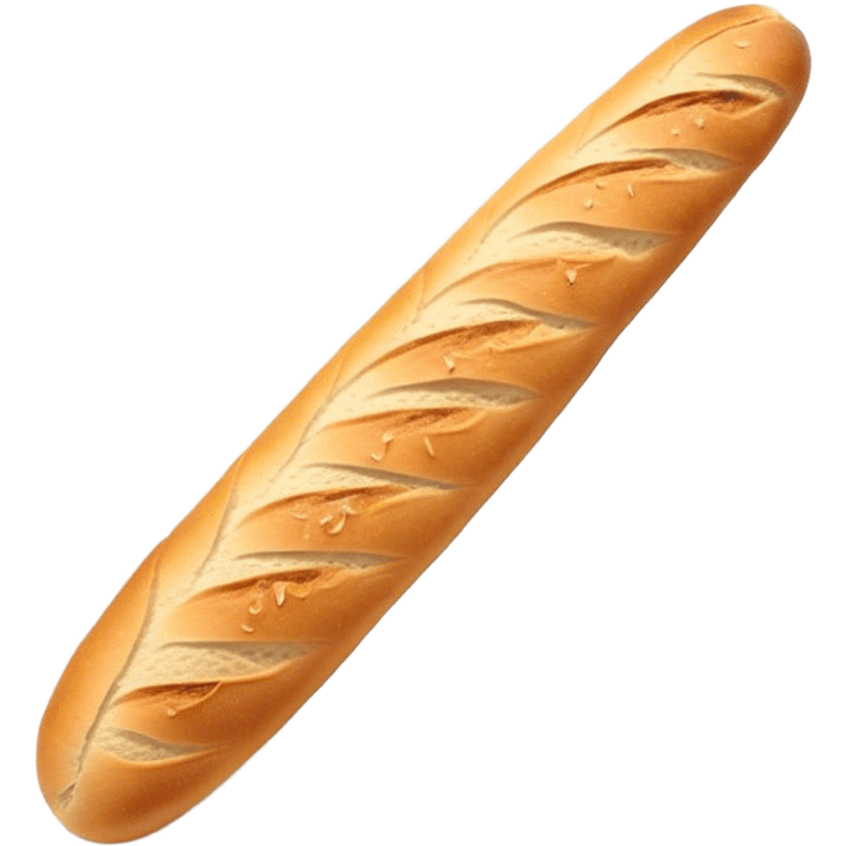 Cinematic Realistic Baguette Bread Emoji, showcasing a long, crusty baguette with a crisp exterior and soft interior rendered with lifelike textures and warm, rustic lighting. emoji