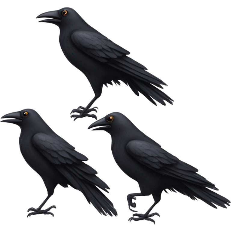 Three crows wearing running shoes emoji