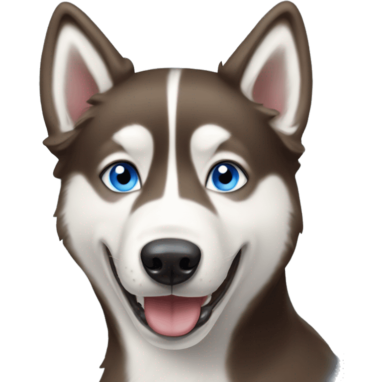 Brown and white husky with blue eyes with his tongue sticking out  emoji