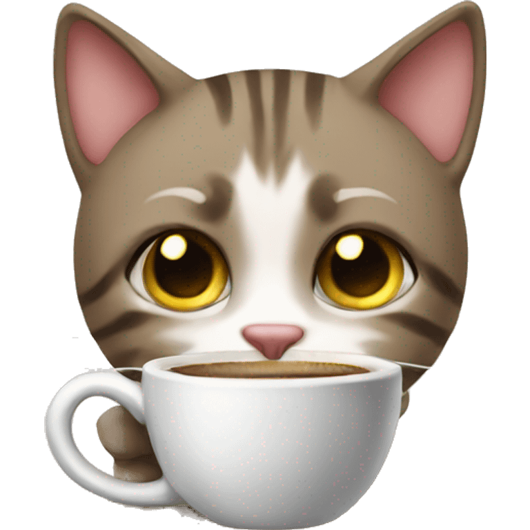 cat drinking coffee emoji