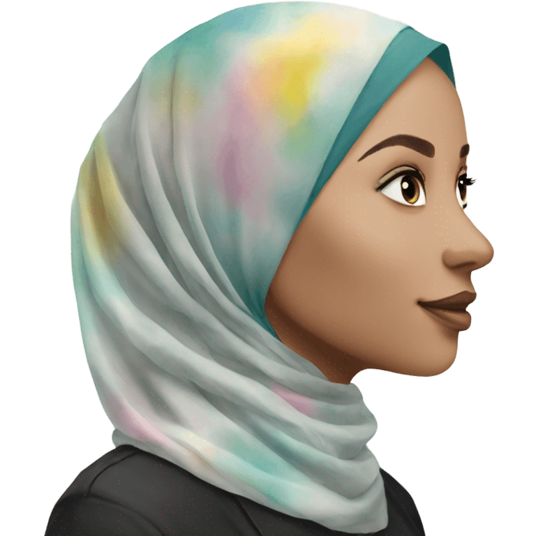 Transparent multi-watercolor hijab emoji