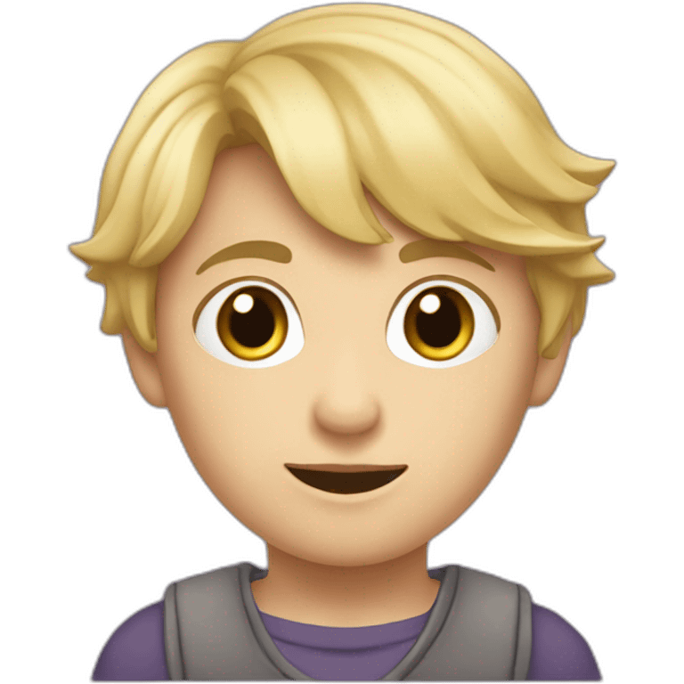 Jeune garçon blond en pul mauve emoji