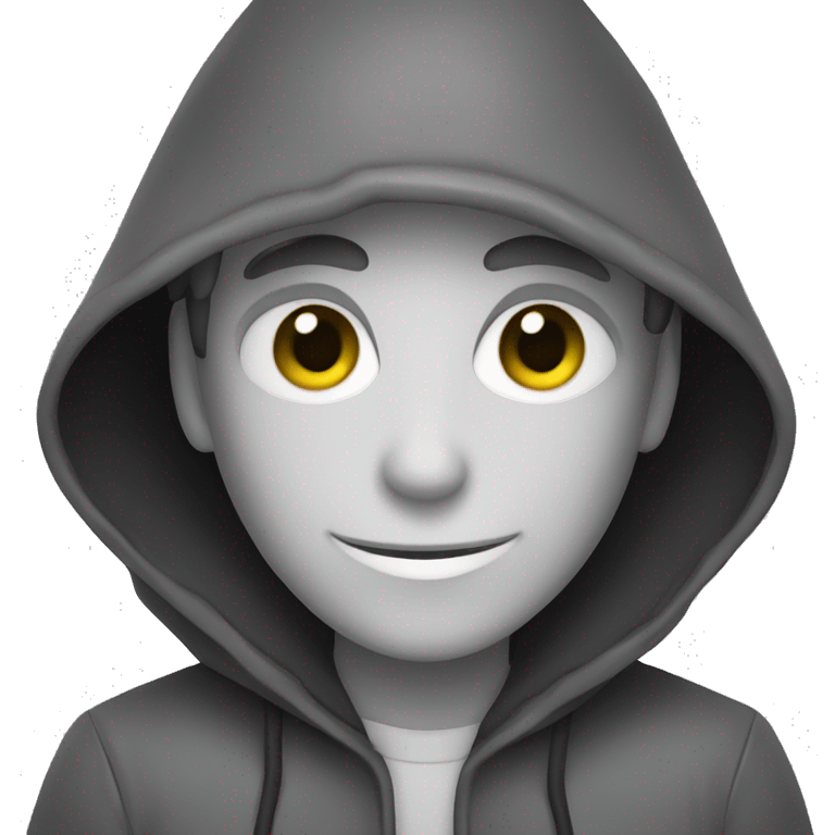 grayscale mysterious hooded boy in gloves emoji