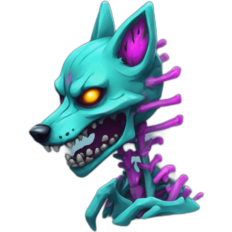 Neon Zombie skeleton fox emoji