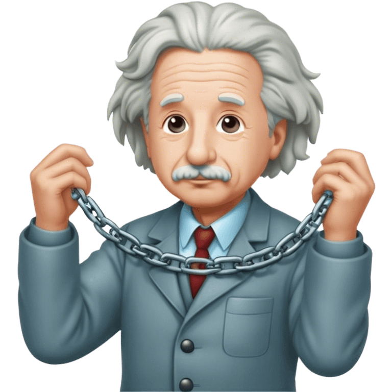 Albert einstein pulling on a chain emoji