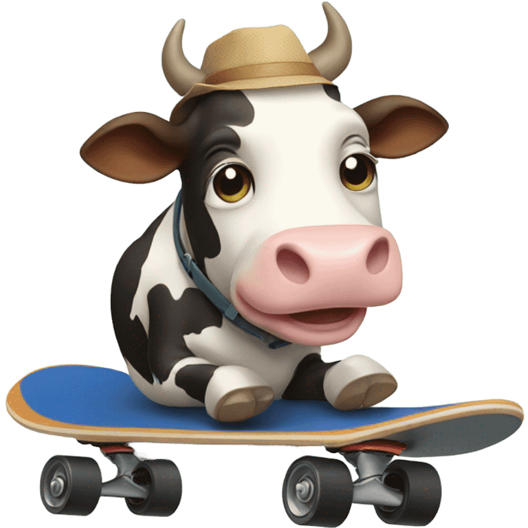 Cow riding a skateboard  emoji