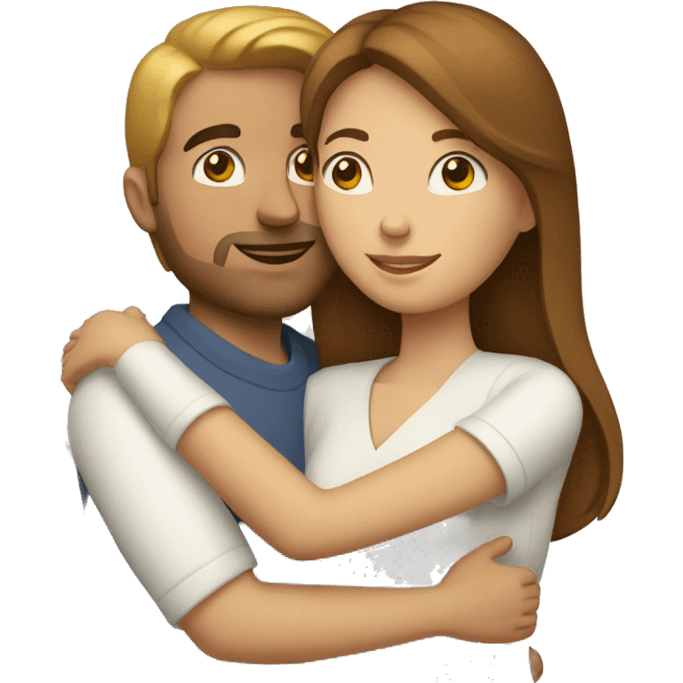 a white brown woman and a white brown man hugging emoji