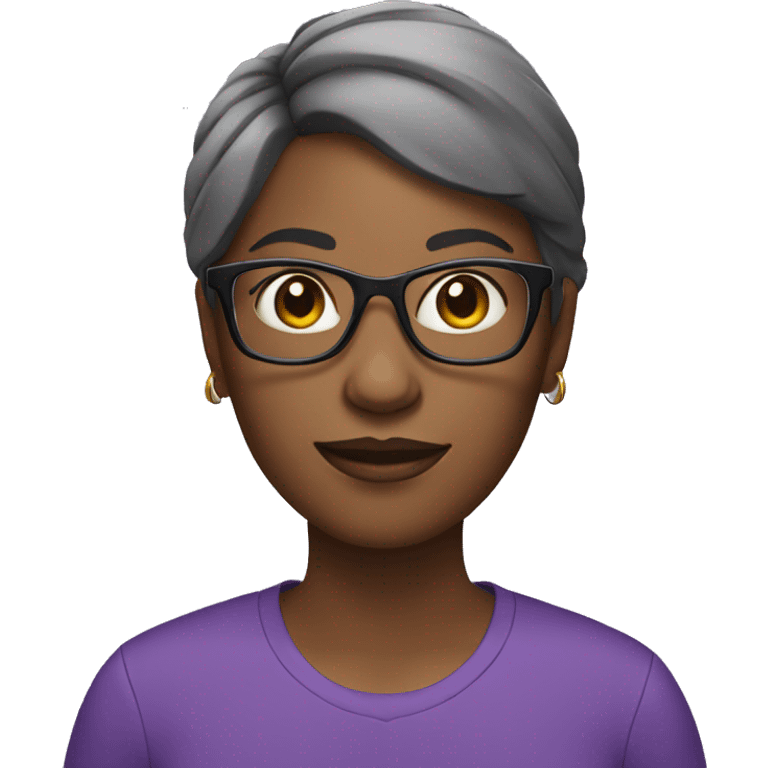 a black woman with glasses and a purple shirt emoji