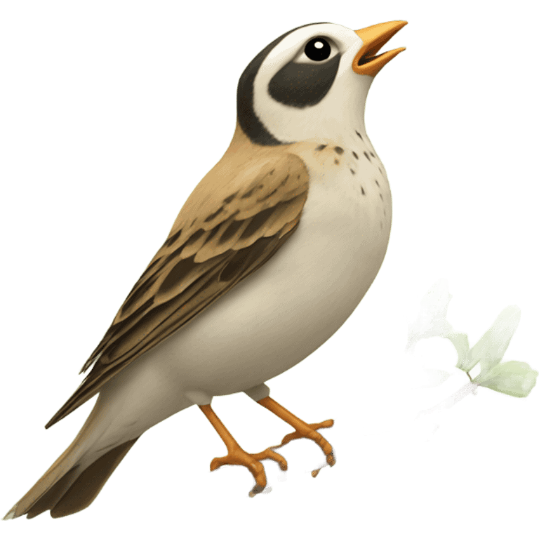 A lark sings while sitting on a branch emoji