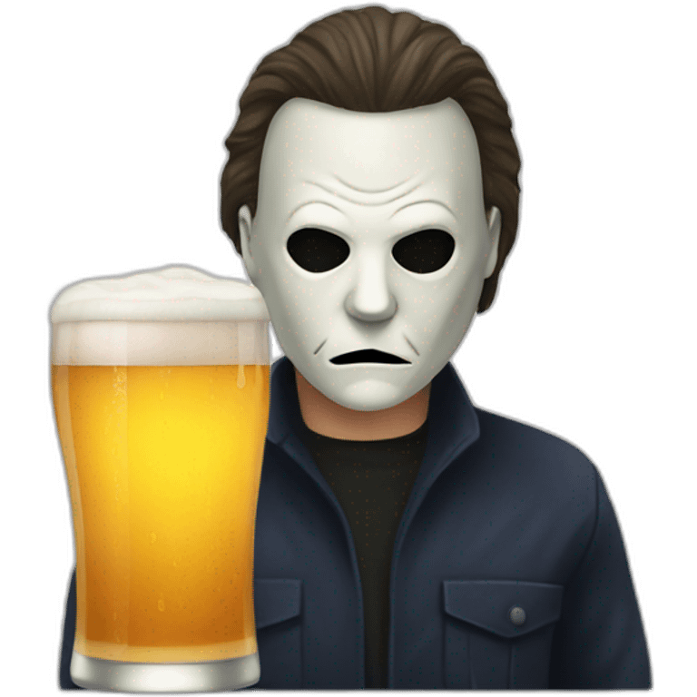 michael myers with a glass of beer emoji