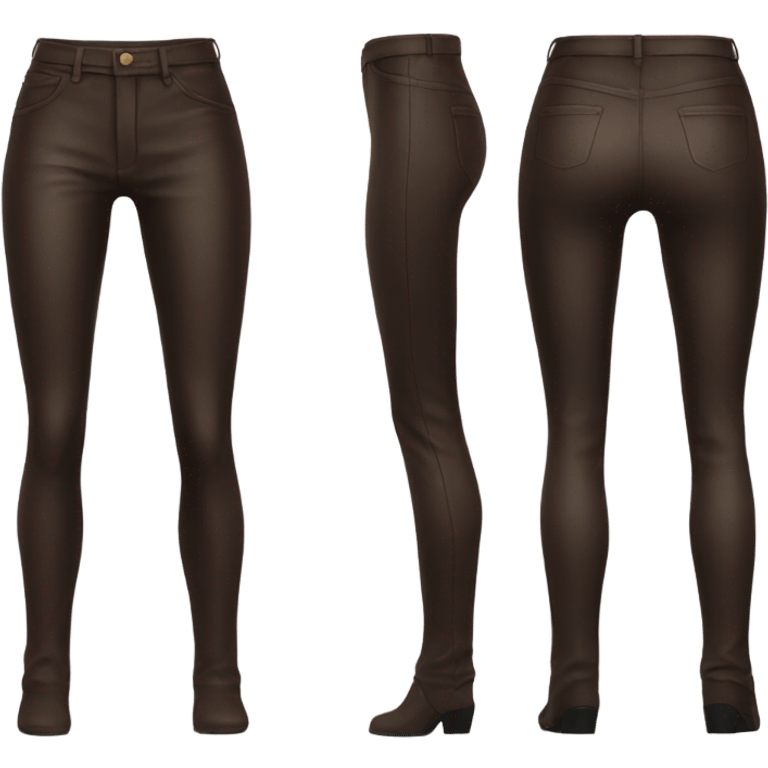 Dark brown High waisted leather pants isolated emoji