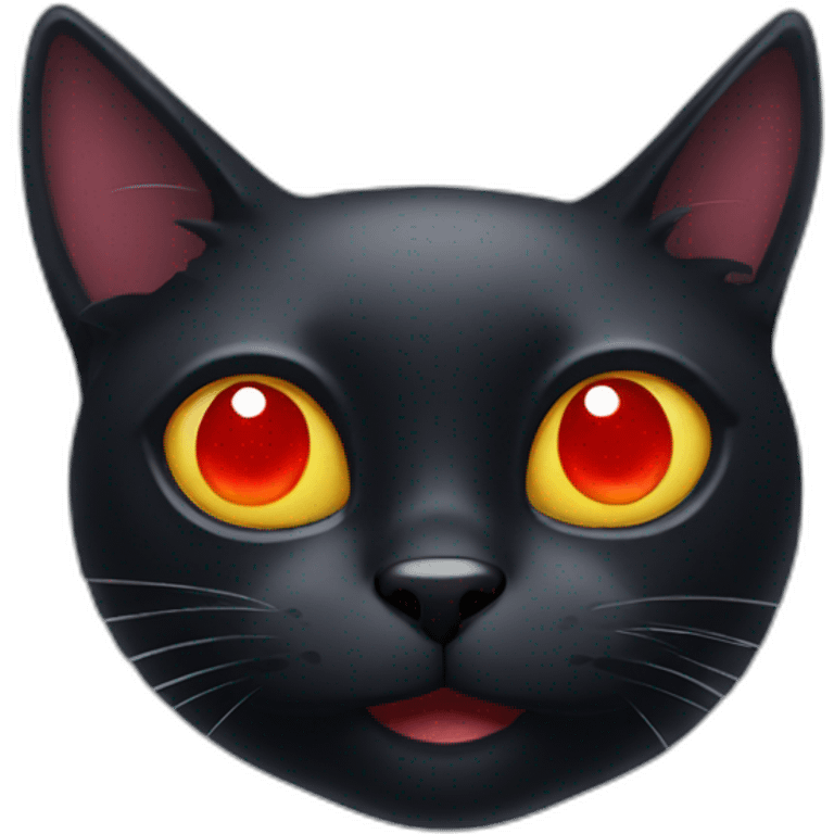 black cat with 3 red eyes emoji