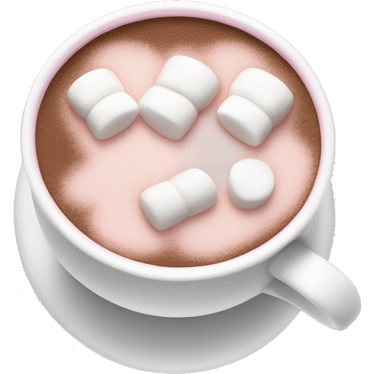 Light Pink mug of hot chocolate with marshmallows  emoji