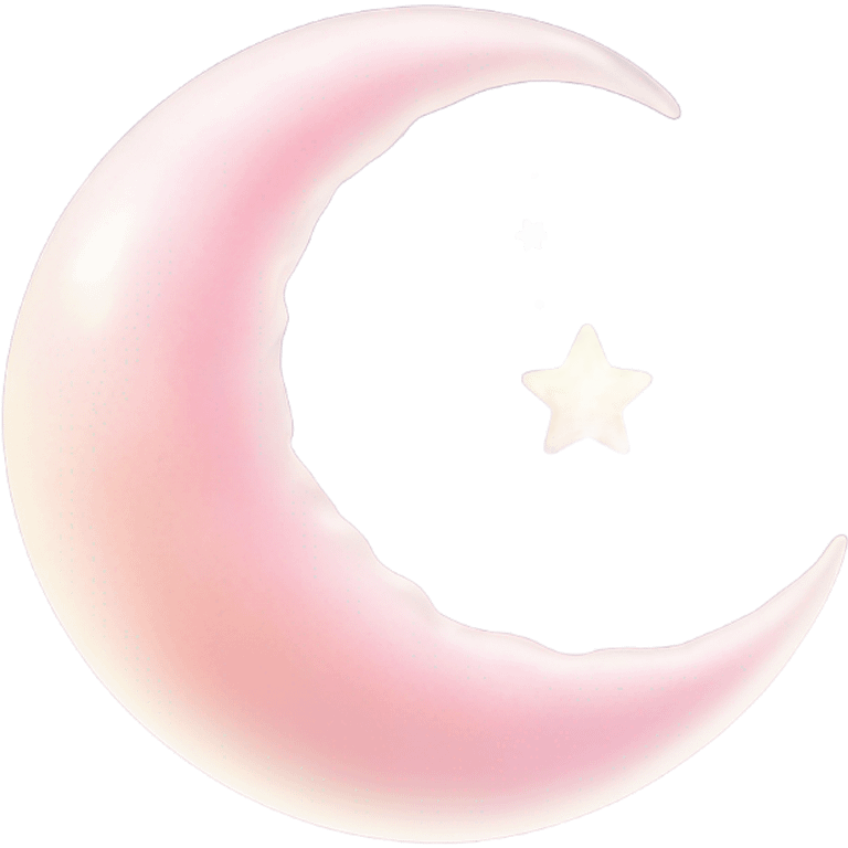 Pink opal crescent moon with stars and clouds  emoji