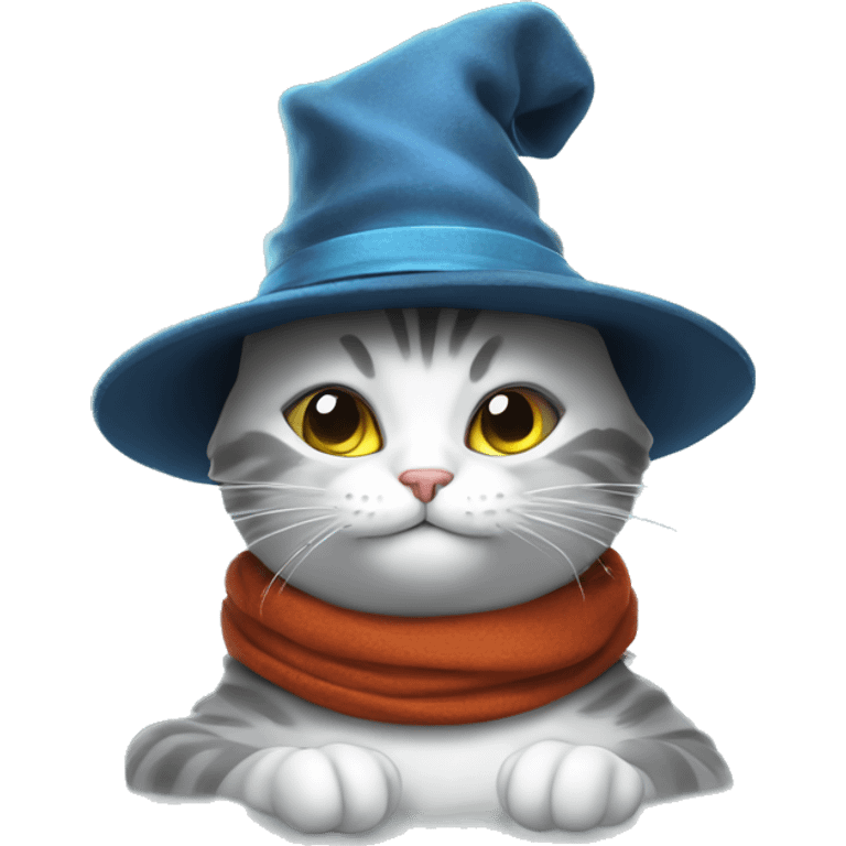 cat in magic hat, super cute grau emoji